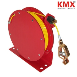 DELMACO Static Discharge Grounding Reel 50', Red and Yellow coated cable FG1555